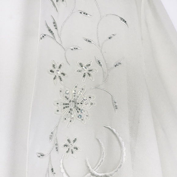 Vintage sheer sequined cover up cream size 16 top - Picture 7 of 9